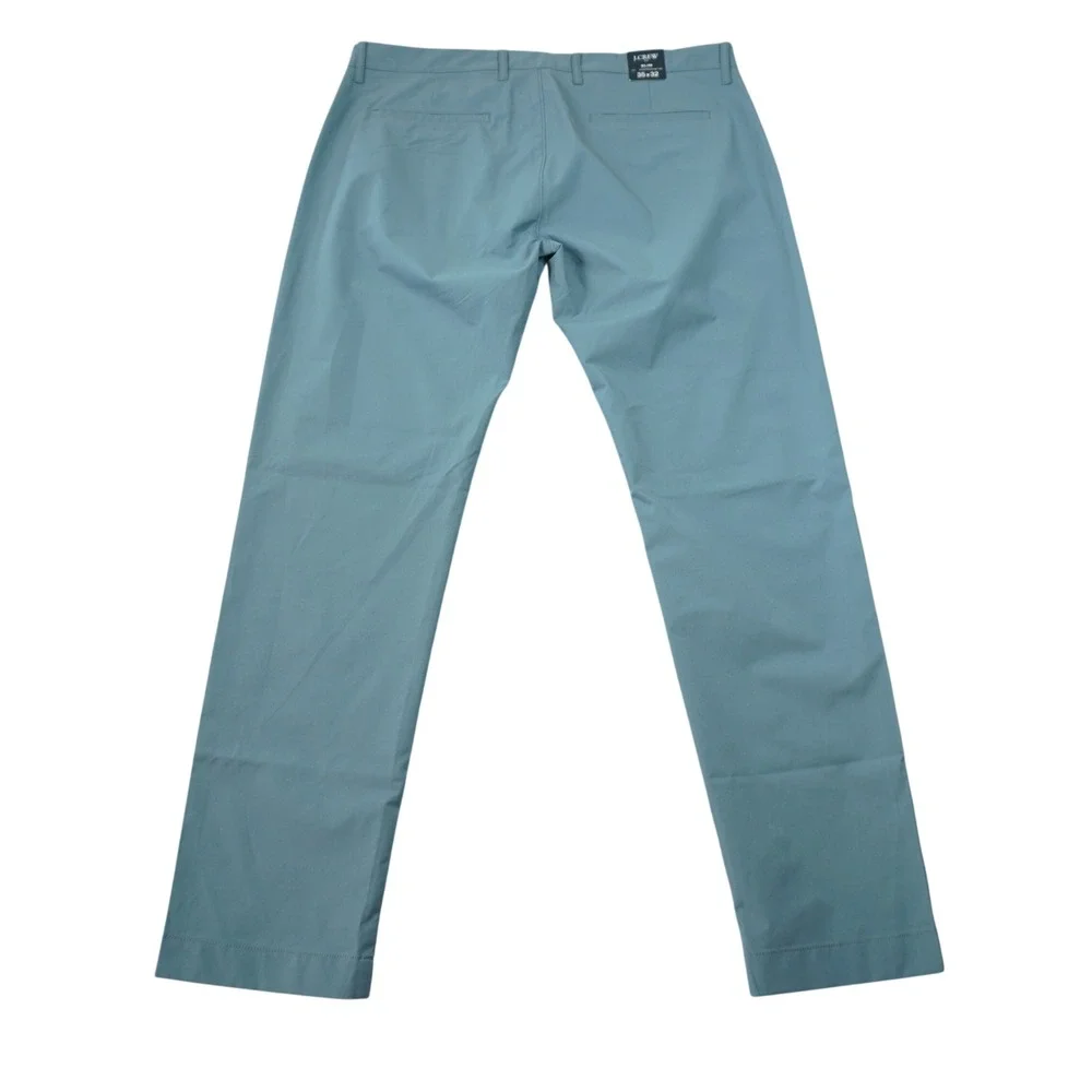 J. Crew Slim Tech Pants Chino Mens 35x32 Blue Green Mountain Fog Stretch NEW